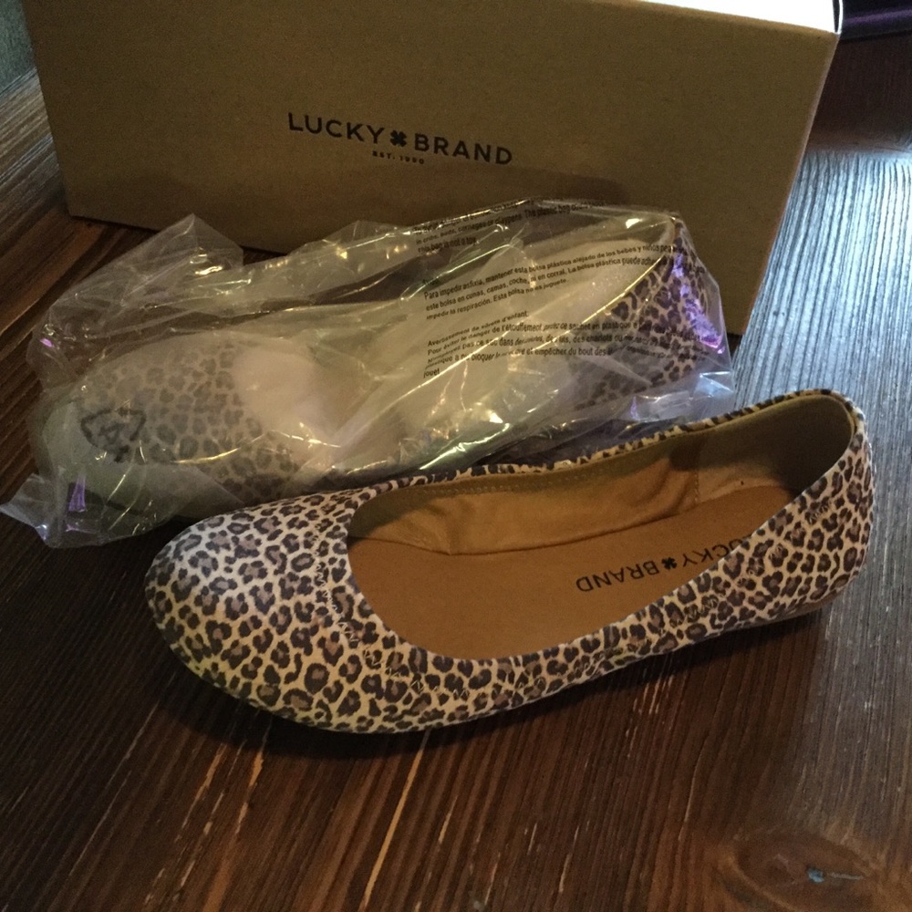 Lucky Brand Elysian leopard flats, 6M, NIB